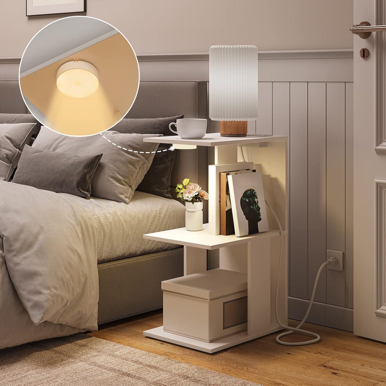 Couchtisch mit Ladestation LED-Sensorleuchte Ablagen