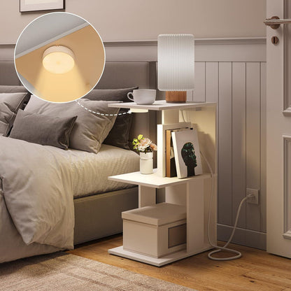 Couchtisch mit Ladestation LED-Sensorleuchte Ablagen