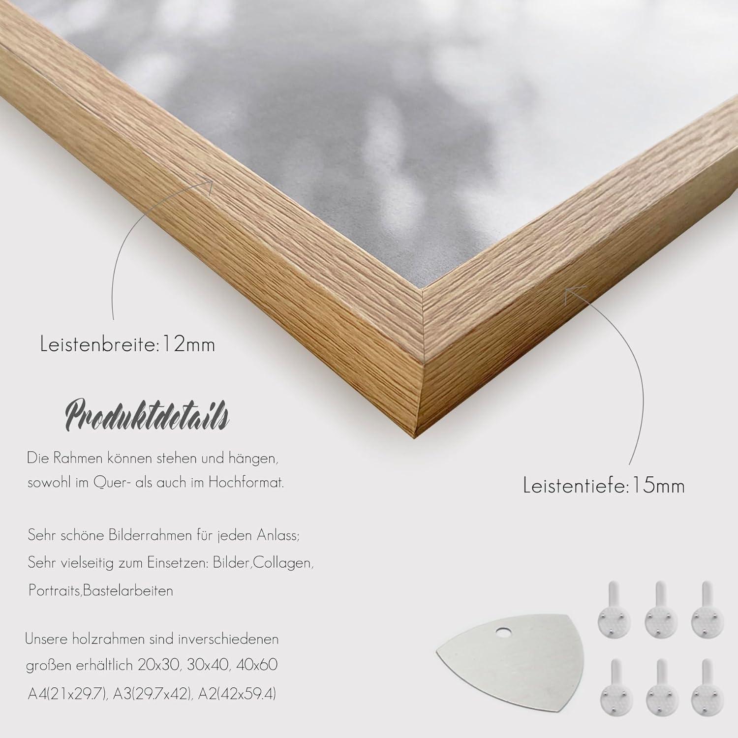 Bilderrahmen Set Eiche 20x30cm 3er Holz Fotorahmen Collage