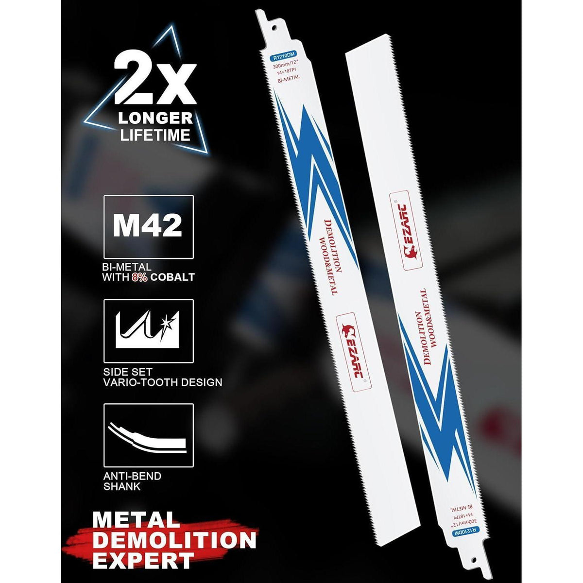 25tlg Säbelsägeblätter 300mm Bi-Metall für Metall & Stahl