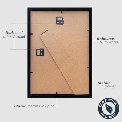 Bilderrahmen A4 Schwarz Holz 3er Set Fotorahmen MDF Rahmen DIN A4
