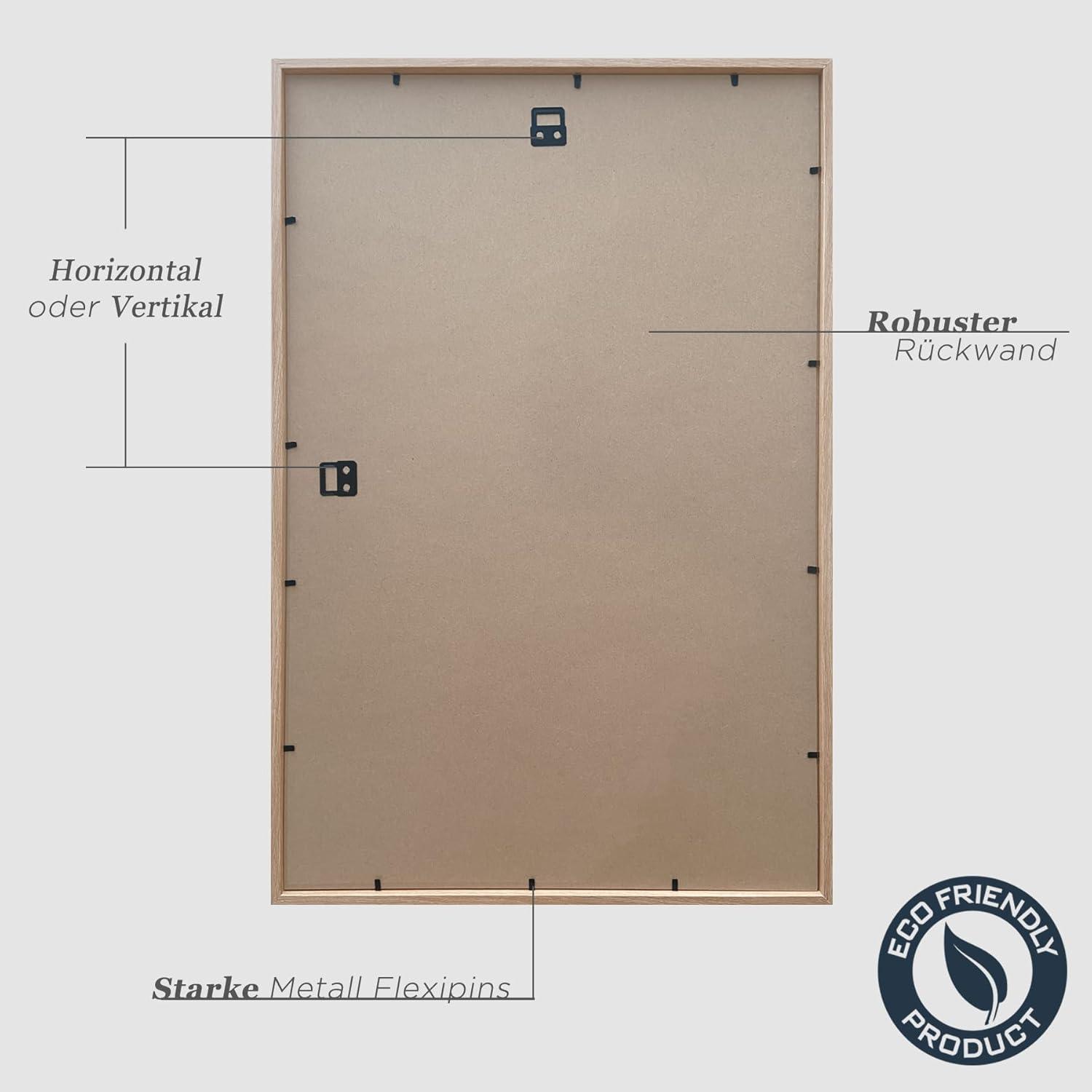 Bilderrahmen 40x60cm Holz Eiche Fotorahmen Set 3er Holzrahmen MDF Beige