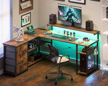 ODK Gaming Schreibtisch L Form mit LED und USB Ladeanschluss