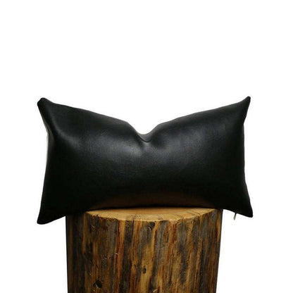 2x Kissenbezug Schwarz 30x50cm - Zierkissen Hülle in Lederoptik