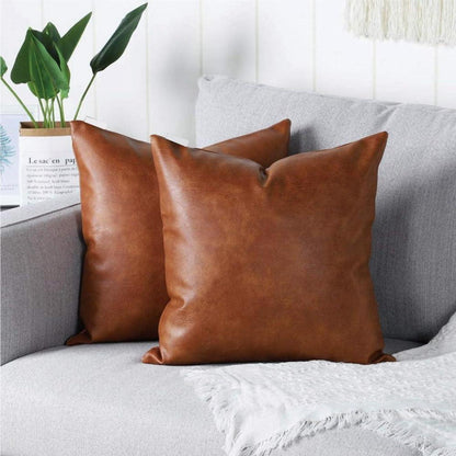 2x Kissenbezug Schwarz 30x50cm - Zierkissen Hülle in Lederoptik