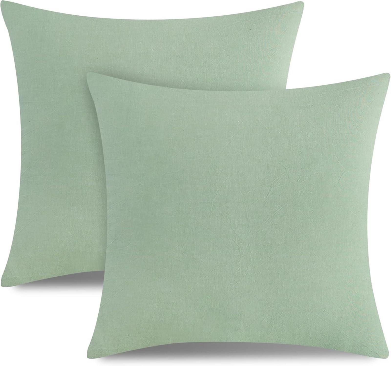 2er Set Kissenbezug 80x80 cm Baumwolle Reißverschluss Mint Grün
