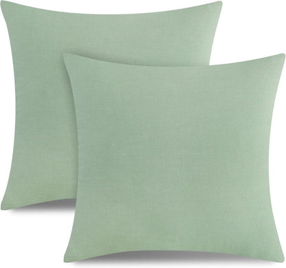 2er Set Kissenbezug 80x80 cm Baumwolle Reißverschluss Mint Grün