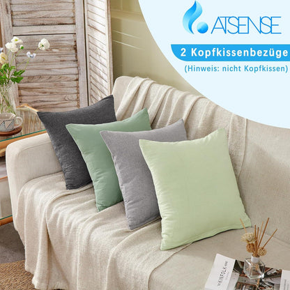 2er Set Kissenbezug 80x80 cm Mint Grün Baumwolle