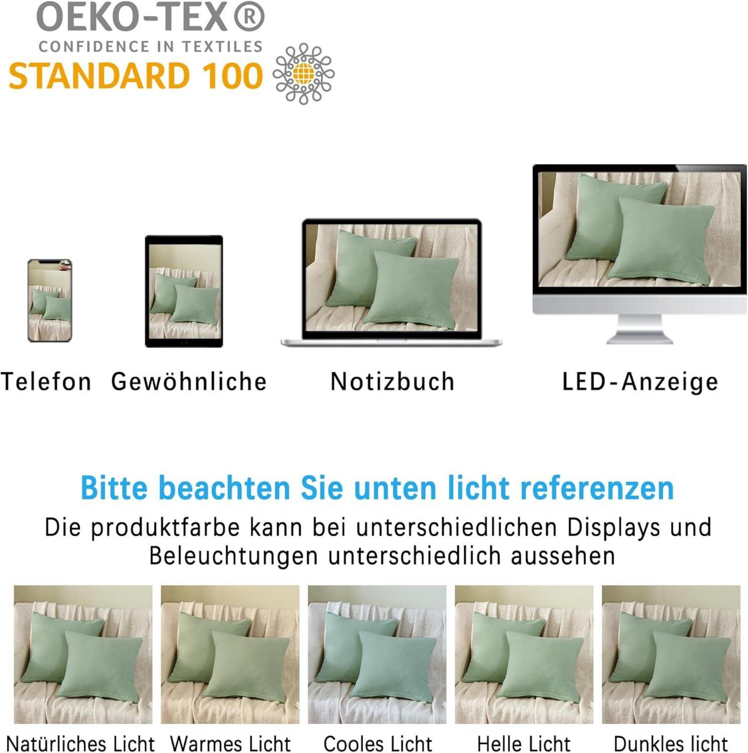 ATsense 2er Set Baumwolle Kissenbezug 80x80 cm Mint Grün Oeko-TEX
