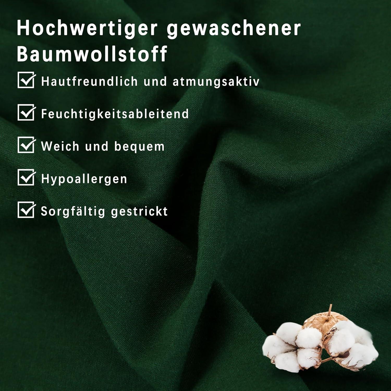 2er Set Kissenbezug 80x80 cm 100% Baumwolle Wald Grün superweich
