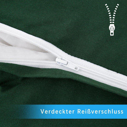 ATsense 2er Set Kissenbezug 80x80cm Wald Grün Baumwolle Reißverschluss OEKO-TEX