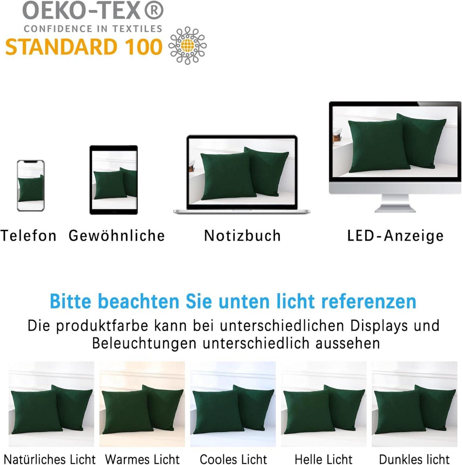 2er Set Kissenbezug 80x80 cm Wald Grün Baumwolle Reißverschluss