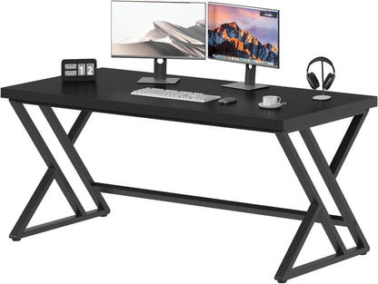 Schwarzer Gaming-Schreibtisch Metall-Holz Arbeitszimmer