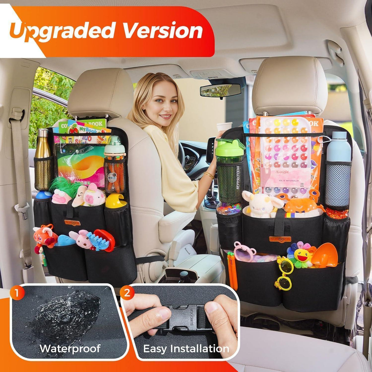 Autositz-Organizer mit Tablet-Fach und 8 Taschen, Rosa