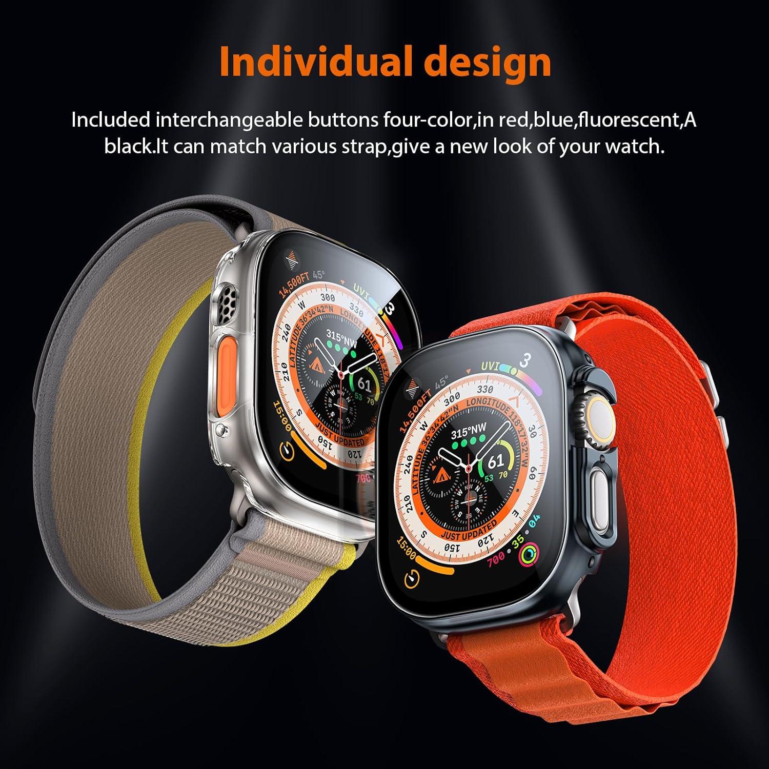 2er Pack Schutzhülle für Apple Watch Ultra 49mm, Kratzfest, 9H Härte, Transparent
