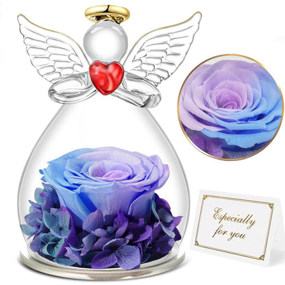 Ewige Rose Engel Figur Geschenkbox Blau Violett