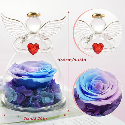 Ewige Rose Engel Figur Geschenkbox Blau Violett