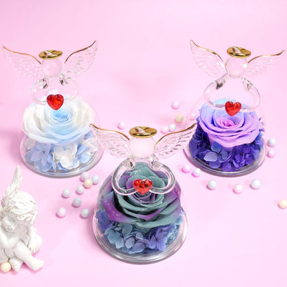 Ewige Rose Engel Figur Geschenkbox Blau Violett