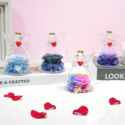Ewige Rose Engel Figur Geschenkbox Blau Violett