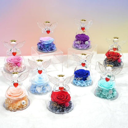 Ewige Rose Engel Figur Geschenkbox Blau Violett