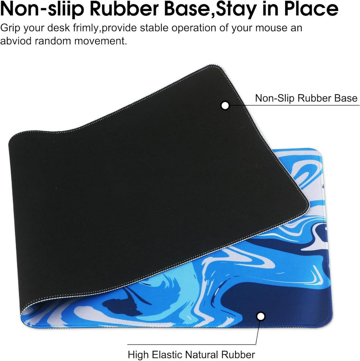HoYiXi Gaming Mauspad XXL 600x300x3mm Blau - Anti Rutsch Gummi Basis, Professional Stitched Edge, Ultra Smooth Surface