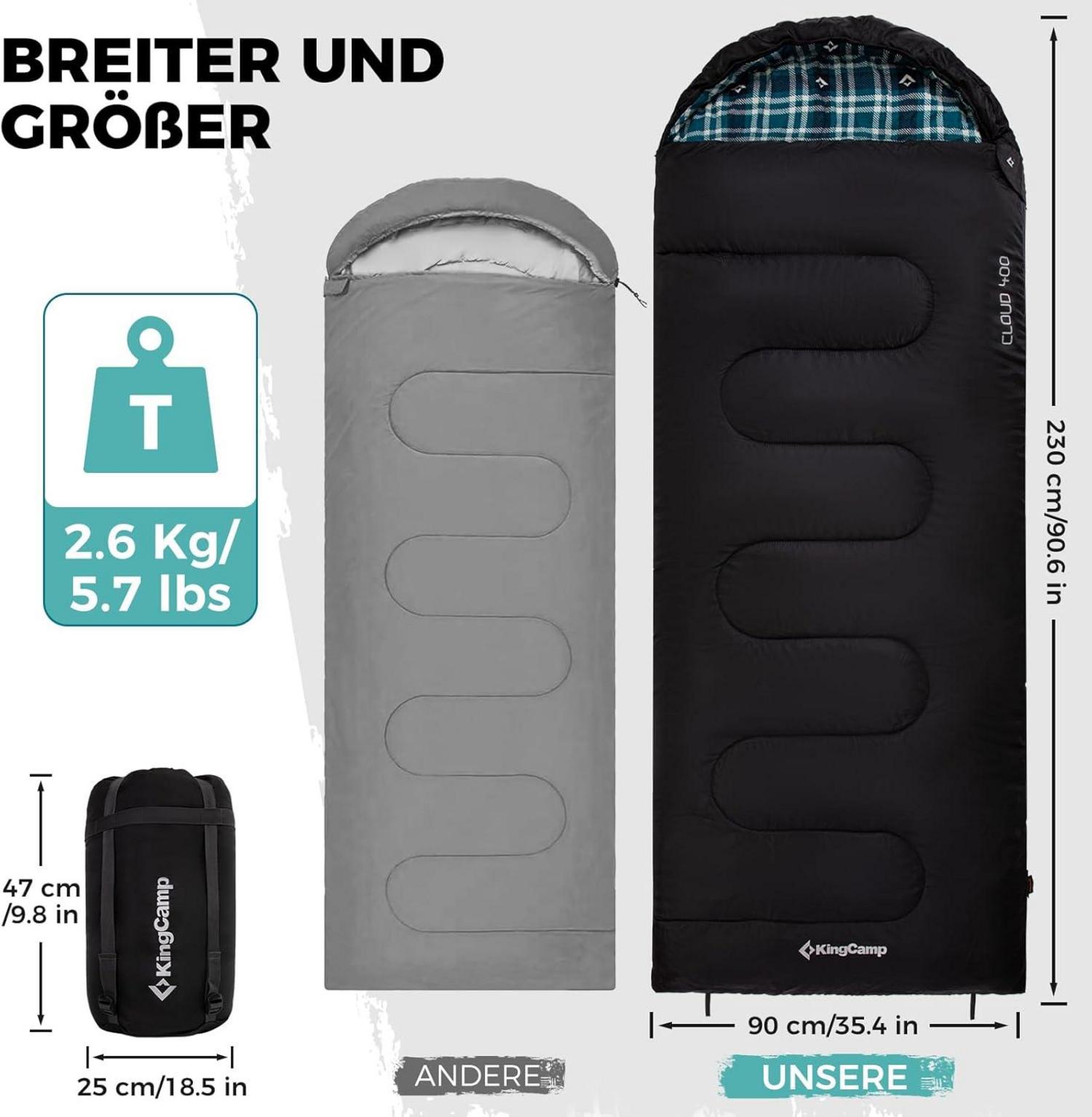 KingCamp Schlafsack Warmer Deckenschlafsack 3-4 Jahreszeiten