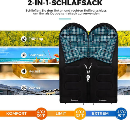 KingCamp Outdoor Schlafsack Warmer Deckenschlafsack 3-4 Jahreszeiten 400g Füllung