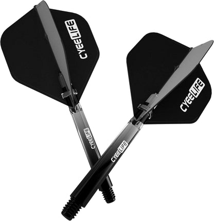 Dart Flight & PC Schäfte Set 6pcs 48mm Schwarz + Metall O Ringe