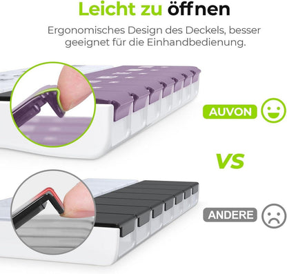 AUVON Tablettenbox 7 Tage Morgens Abends Violett Entscheidungshilfe