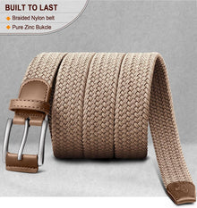 Stretch Gürtel Herren, Geflochten Elastisch 35mm Beige120cm