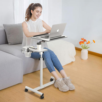 Höhenverstellbarer Laptoptisch mit Rollen und Maustablett