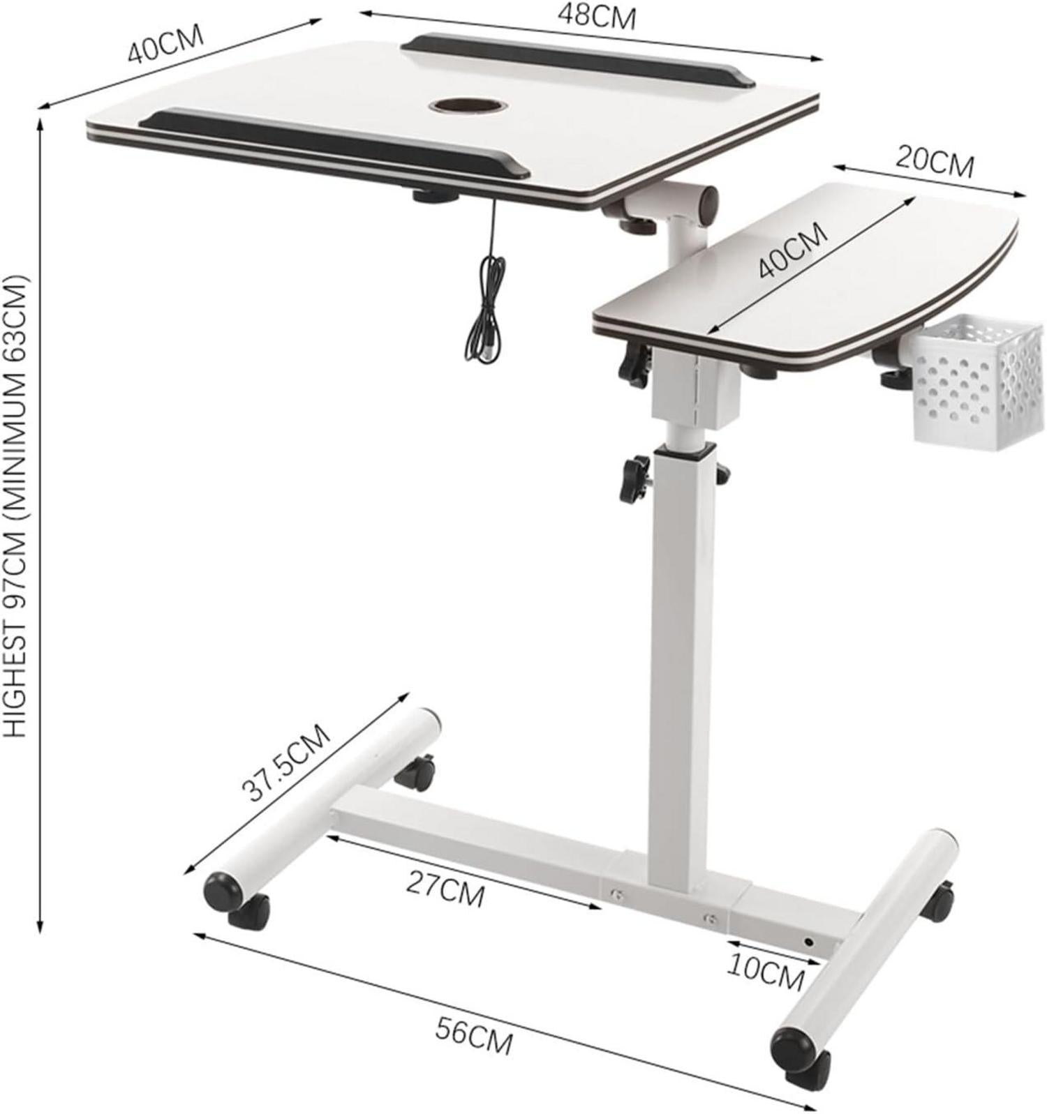 Höhenverstellbarer Laptoptisch mit Rollen und Maustablett