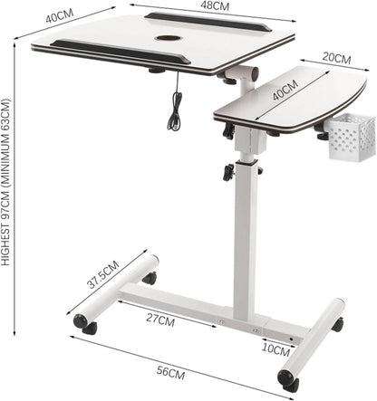 Höhenverstellbarer Laptoptisch mit Rollen und Maustablett