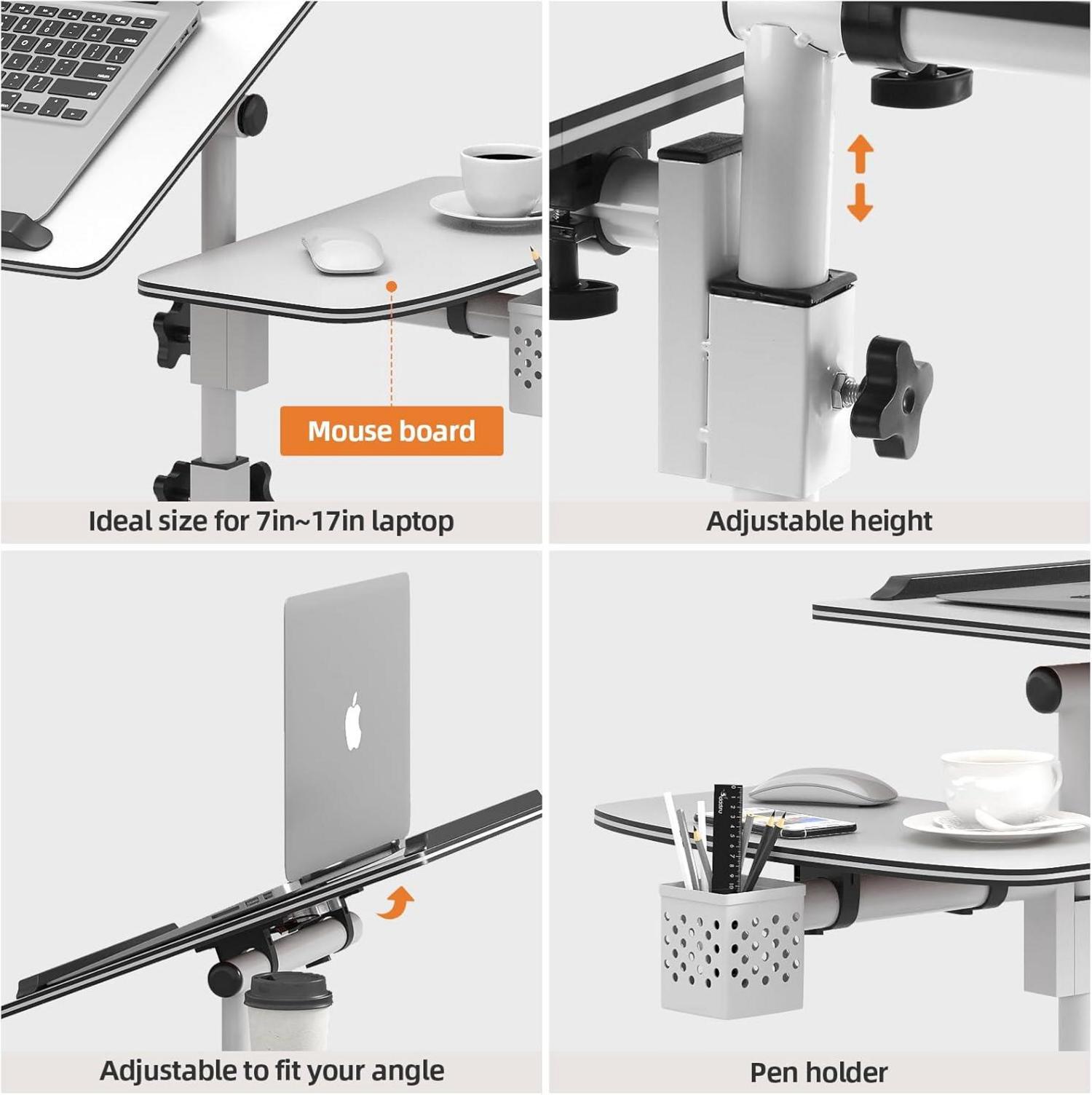 Höhenverstellbarer Laptoptisch mit Rollen und Maustablett