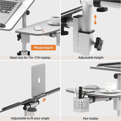 Höhenverstellbarer Laptoptisch mit Rollen und Maustablett