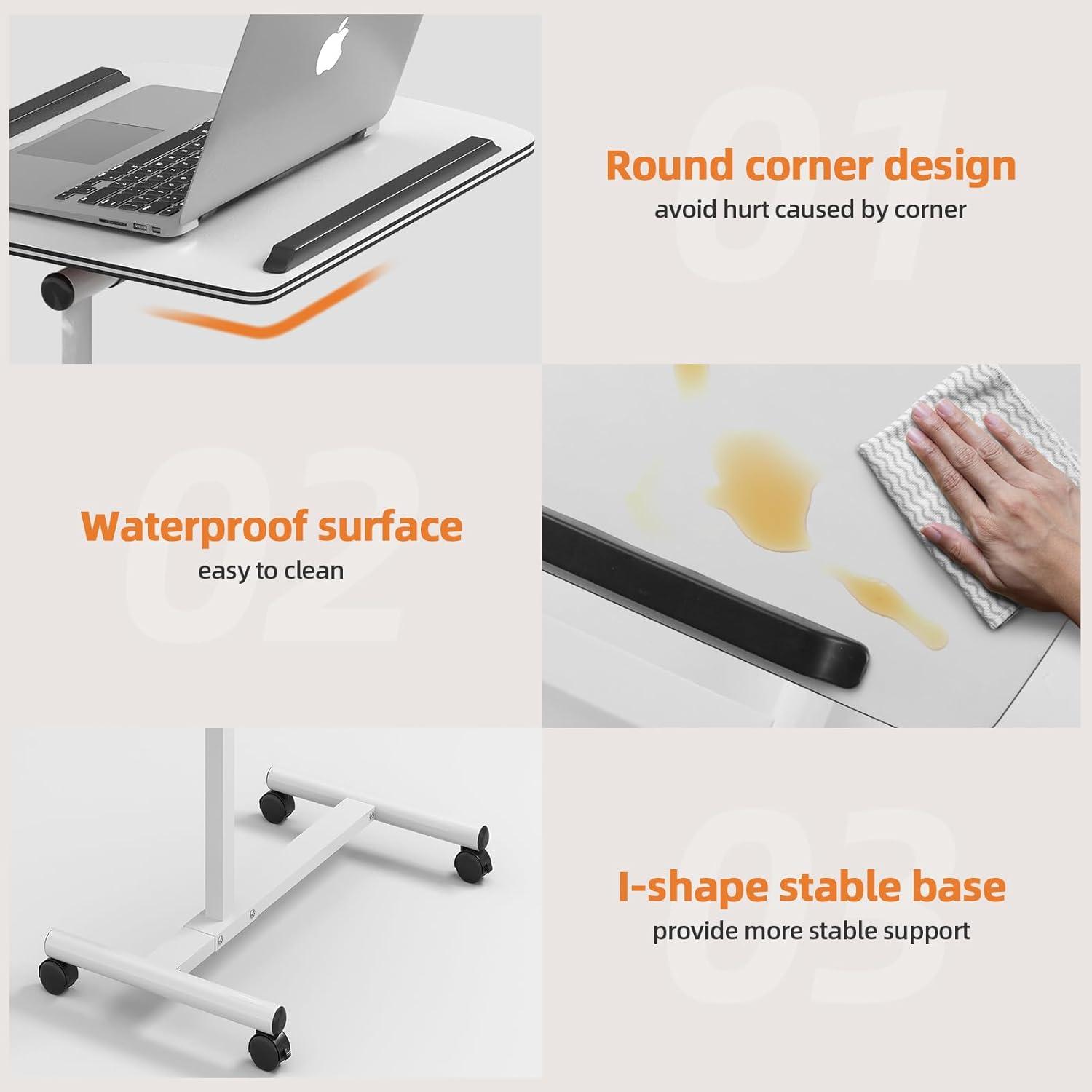 Höhenverstellbarer Laptoptisch mit Rollen und Maustablett für Home
