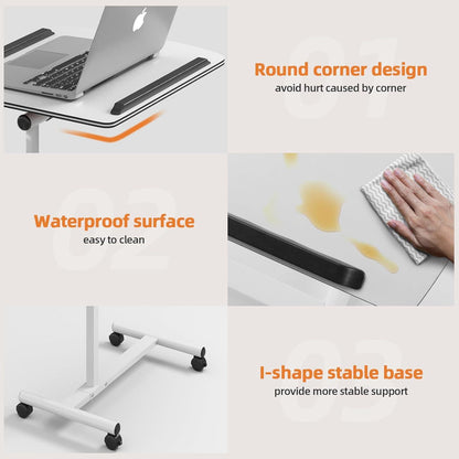 Höhenverstellbarer Laptoptisch mit Rollen und Maustablett für Home