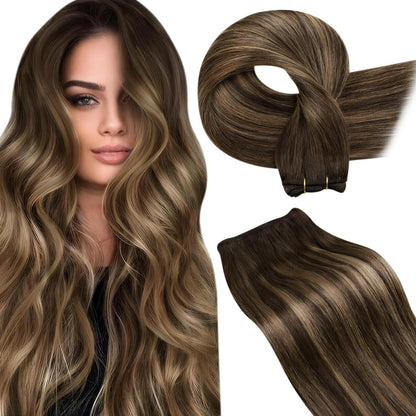 Echthaar Tressen Braun Balayage Ombre 35cm - Remy Human Hair