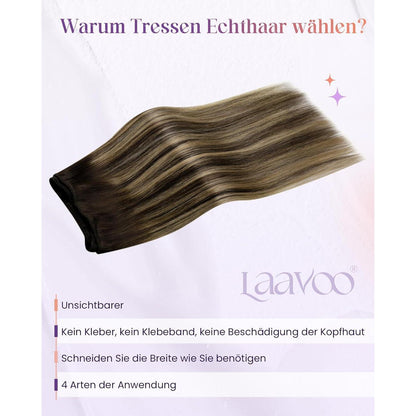 Echthaar Tressen Braun Balayage Ombre 35cm - Remy Human Hair