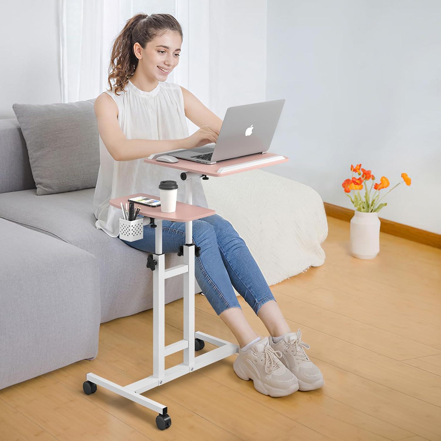 Höhenverstellbarer Laptoptisch mit Rollen und