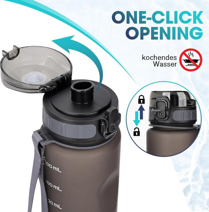 Sport Trinkflasche 1L Auslaufsicher BPA Frei für Outdoor & Camping