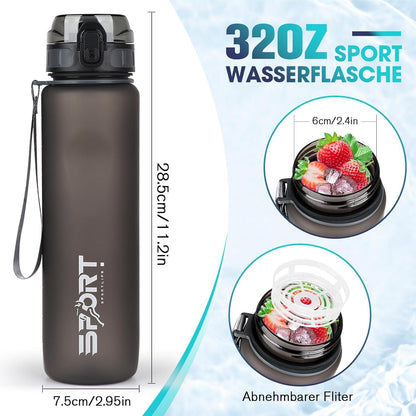 Sport Trinkflasche 1L AOPREL BPA Frei Kapazitätsskala Outdoor Camping