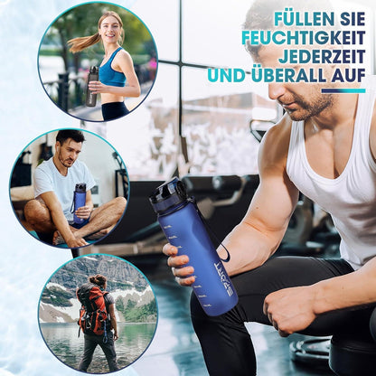 Sport Trinkflasche 1L AOPREL BPA Frei Kapazitätsskala Outdoor Camping