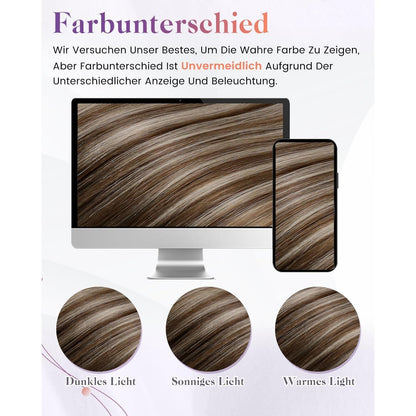 Echthaar Zopfverlängerung Braun Blond 50cm #P8/60