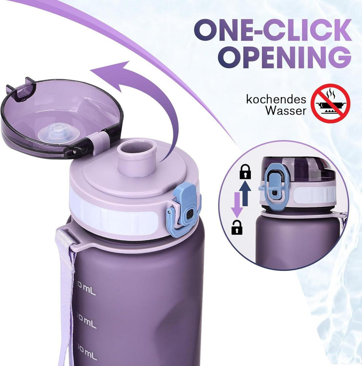 Sport Trinkflasche 1L BPA Frei Auslaufsicher für Outdoor, Schule
