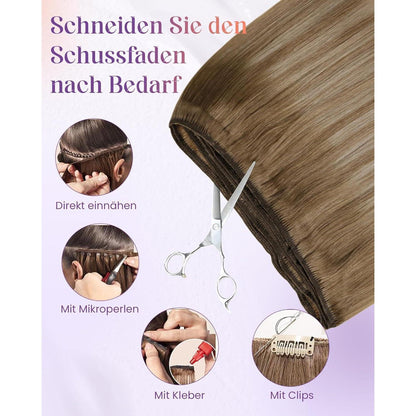 Echthaar Tressen Ombre Blond 55cm - Sew-in Weft #8/18/60