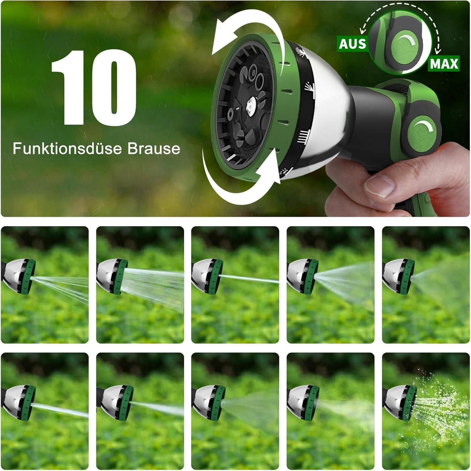 Flexibler Gartenschlauch mit 10 Funktionen Sprühdüse 22,5m