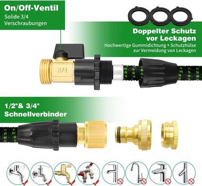Flexibler Gartenschlauch 7.5M 10 Funktionen Sprühdüse Grün