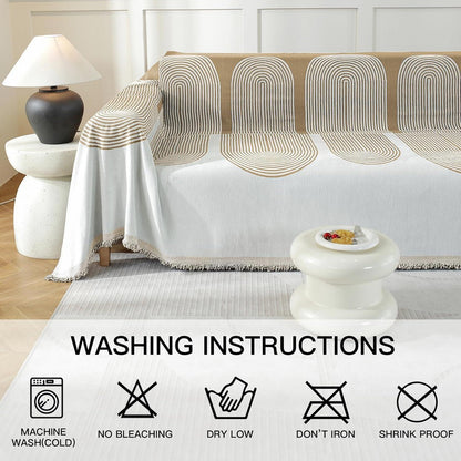 Sofaüberwurf Chenille 180x340cm – 3-Sitzer, Khaki