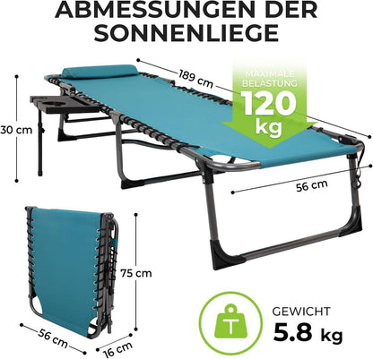 Faltbare Sonnenliege 5-fach verstellbare Rückenlehne mit